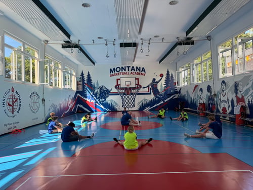 Kids warming up for training