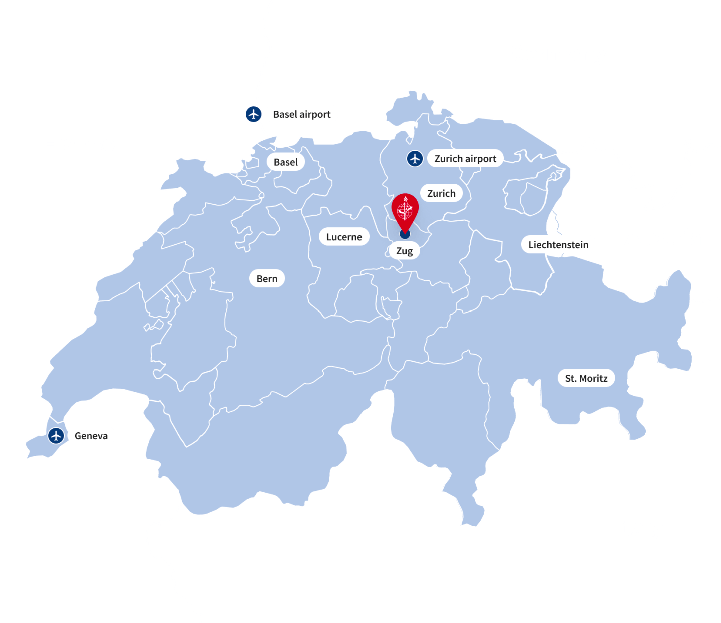  Karte der Schweiz mit der Lage des Institut Montana